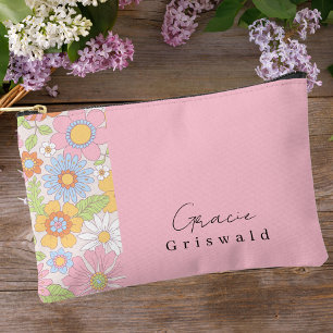 Bolsito Accesorio Pequeño Elegante floral retro rosado rosado de Rubor