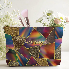 Bolsito Accesorio Pequeño Elegante geométrico holográfico de oro rojo