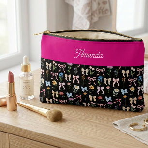 Bolsito Accesorio Pequeño Elegante gracia floral de lazo negro de moda