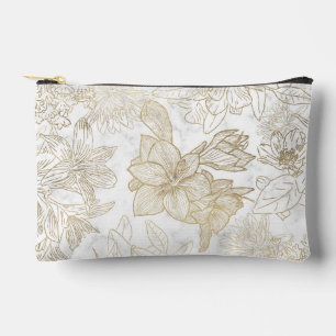 Bolsito Accesorio Pequeño Elegante mármol dorado gris blanco floral