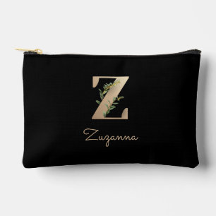 Bolsito Accesorio Pequeño Elegante Monograma Botánico Carta de Oro Z