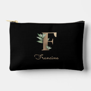 Bolsito Accesorio Pequeño Elegante Monograma Botánico Letra dorada F
