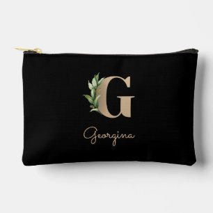 Bolsito Accesorio Pequeño Elegante Monograma Botánico Letra Gold G