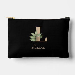 Bolsito Accesorio Pequeño Elegante Monograma Botánico Letra Gold L