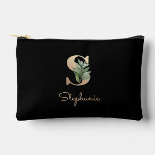 Bolsito Accesorio Pequeño Elegante Monograma Botánico Letra Gold S