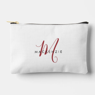 Bolsito Accesorio Pequeño Elegante Monograma de Letra Roja Blanca Moderna