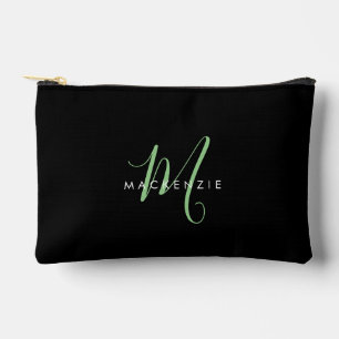 Bolsito Accesorio Pequeño Elegante Monograma Moderno de Letra Negra y Verde