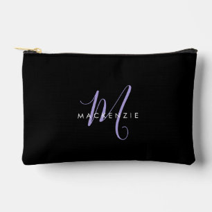 Bolsito Accesorio Pequeño Elegante Monograma Moderno de Letra Script Negro L