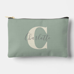 Bolsito Accesorio Pequeño Elegante Monograma Moderno de Nombre en Verde Salv