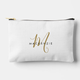 Bolsito Accesorio Pequeño Elegante Monograma Moderno de Oro Blanco con Letra