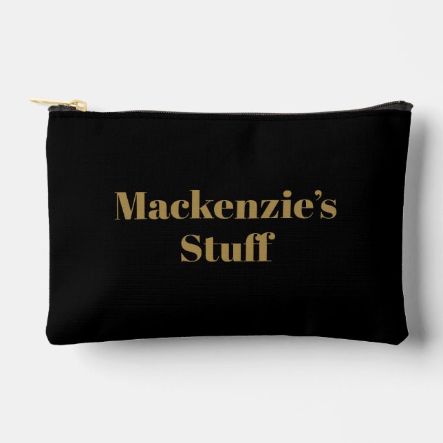 Bolsito Accesorio Pequeño Elegante negrita tipografía de oro negro (Anverso)