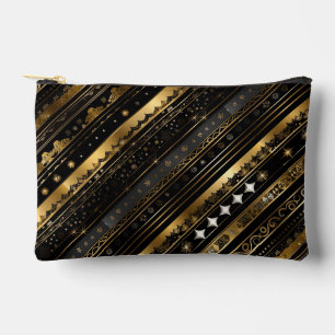 Bolsito Accesorio Pequeño Elegante Negro Y Oro Horizontal Striping