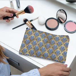 Bolsito Accesorio Pequeño Elegante patrón Art Decó de Oro Azul