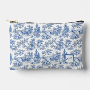 Bolsito Accesorio Pequeño Elegante patrón de monograma de toile francés azul