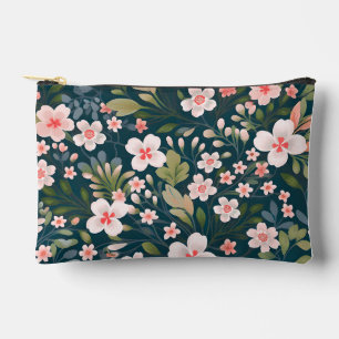 Bolsito Accesorio Pequeño Elegante patrón floral rosa y blanco