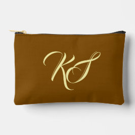 Bolsito Accesorio Pequeño Elegantes iniciales personalizadas marrón monogram