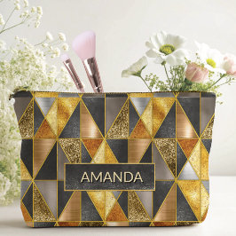 Bolsito Accesorio Pequeño Elegantes triángulos geométricos de plata negra do