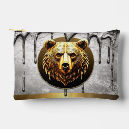 Bolsito Accesorio Pequeño Emblema de oso dorado de lujo en estilo metálico �