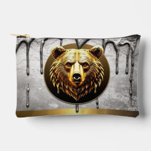 Bolsito Accesorio Pequeño Emblema de oso dorado de lujo en estilo metálico �