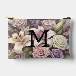 Bolsito Accesorio Pequeño Encaje de monograma floral rosas púrpura lirios la
