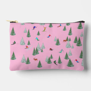 Bolsito Accesorio Pequeño Esquiadores alpinos esquiando cuesta abajo Rosa pa