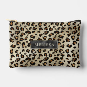 Bolsito Accesorio Pequeño Estampado De Animal Leopardo Con Hoja De Falso Neg