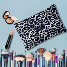 Estampado de leopardo negro con brillo plateado Mo