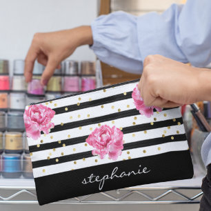 Bolsito Accesorio Pequeño Estética floral personalizada de banda negra