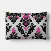 Estilo damasco rosa, negro y plata