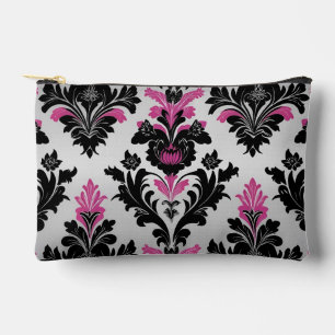 Bolsito Accesorio Pequeño Estilo damasco rosa, negro y plata