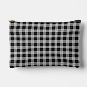 Bolsito Accesorio Pequeño Estilo de cuadros gingham negro y gris simple