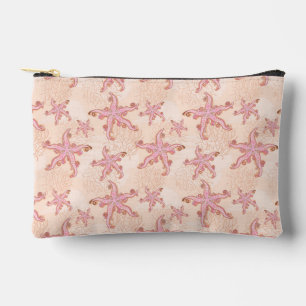 Bolsito Accesorio Pequeño Estrellas de mar y coral patrón pastel rosa