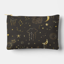 Bolsito Accesorio Pequeño Estrellas doradas celestes, luna y constelaciones