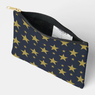 Bolsito Accesorio Pequeño Estrellas doradas sobre azul marino - Elegante y a