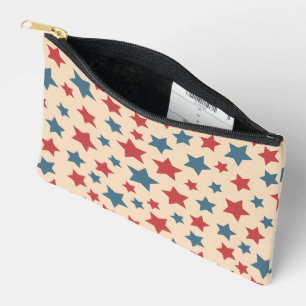 Bolsito Accesorio Pequeño Estrellas Rojas y Azules, 4 de Julio, Fondo Beige
