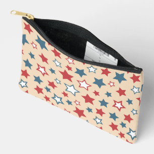 Bolsito Accesorio Pequeño Estrellas Rojas y Azules, 4 de Julio, Fondo Beige