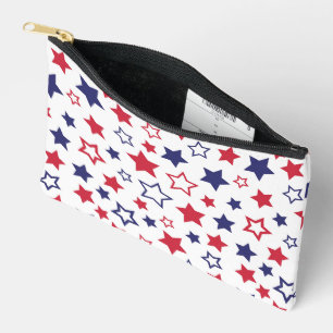 Bolsito Accesorio Pequeño Estrellas Rojas y Azules, 4 de Julio, Fondo Blanco