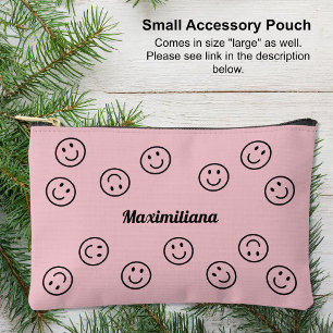 Bolsito Accesorio Pequeño Faces Black on Pink - Pouch accesorio pequeño