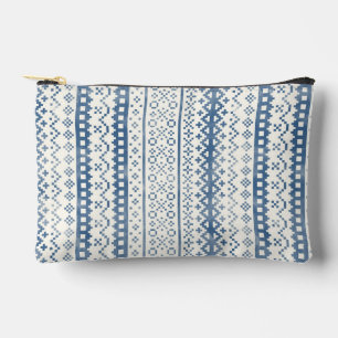 Bolsito Accesorio Pequeño Faded Fair Isle Watercolor Crema azul Cabincore