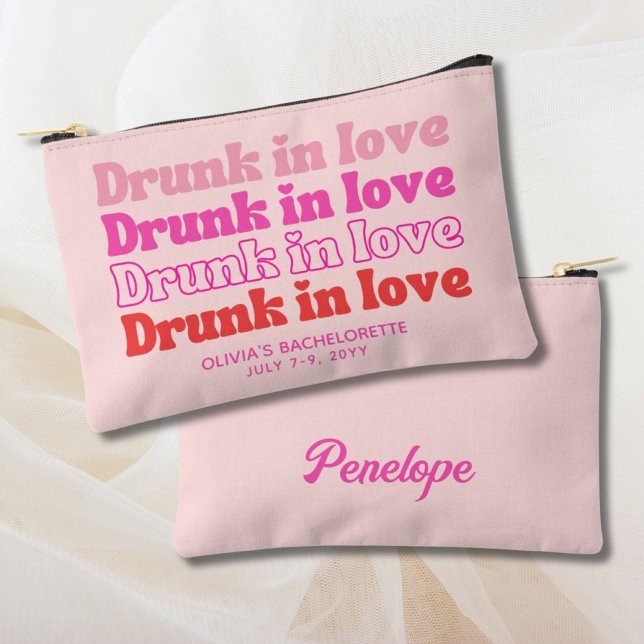 Bolsito Accesorio Pequeño Favor de despedida de soltera personalizado rosa (Bachelorette Party Favor Personalized Pink Makeup Accessory Pouch
)