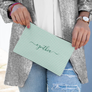 Bolsito Accesorio Pequeño Firma de Gingham Teal Luz Pequeña
