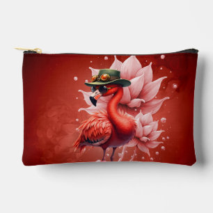 Bolsito Accesorio Pequeño Flamingo Steampunk - Arte digital fantástico