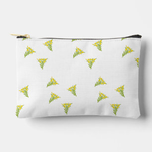 Bolsito Accesorio Pequeño Flor amarilla con hojas verdes sobre blanco