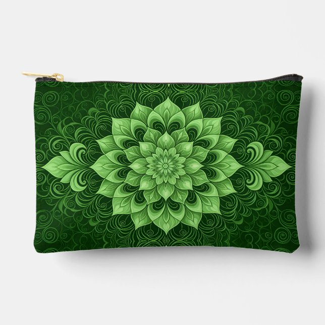 Bolsito Accesorio Pequeño Flor Boho Green Mandala (Anverso)