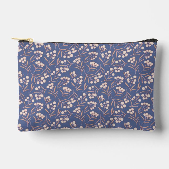 Bolsito Accesorio Pequeño Flor de algodón azul ventilado (Anverso)