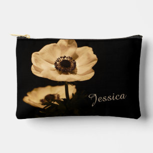 Bolsito Accesorio Pequeño Flor de Anémona Elegante Negra Personalizada