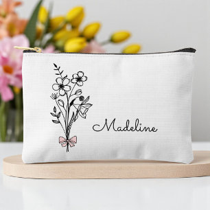 Bolsito Accesorio Pequeño Flor de Mes de Nacimiento Personalizada