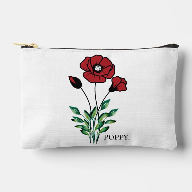 Bolsito Accesorio Pequeño Flor de Nacimiento Agosto Poppy (Anverso)
