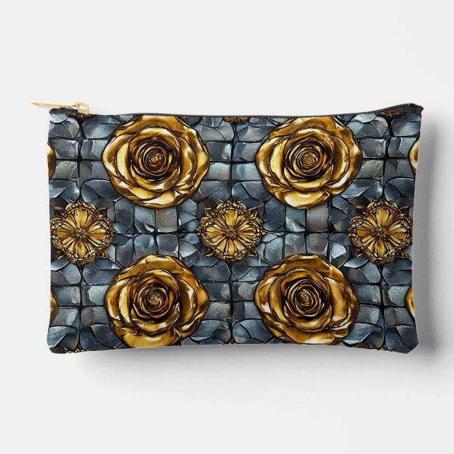 Bolsito Accesorio Pequeño Flor de rosa dorada (Anverso)