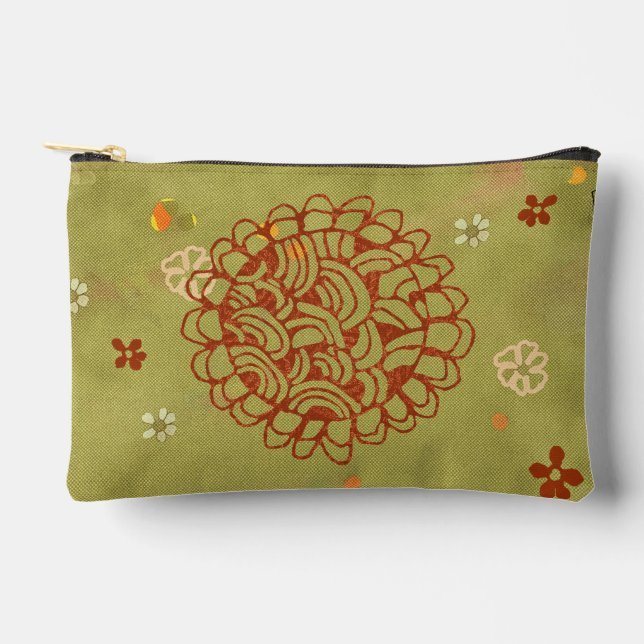 Bolsito Accesorio Pequeño Flor de sol verde herrumbre moderna (Anverso)